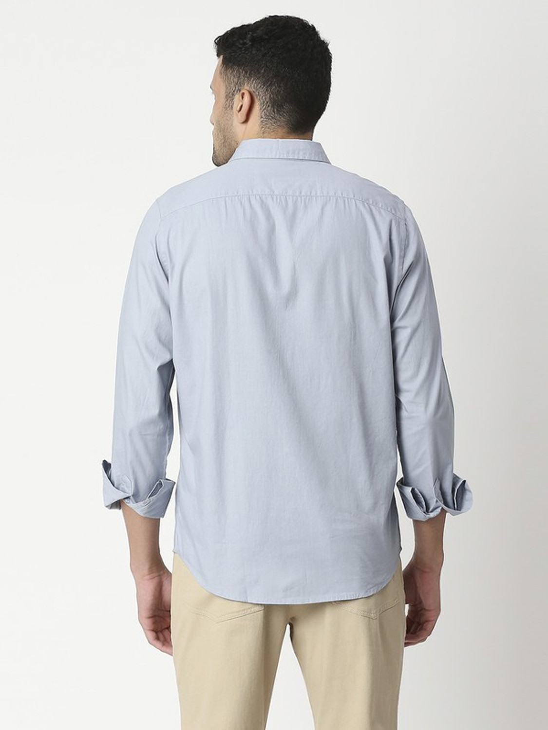 Image of THOMAS SCOTT Men Solid Casual Grey Shirt