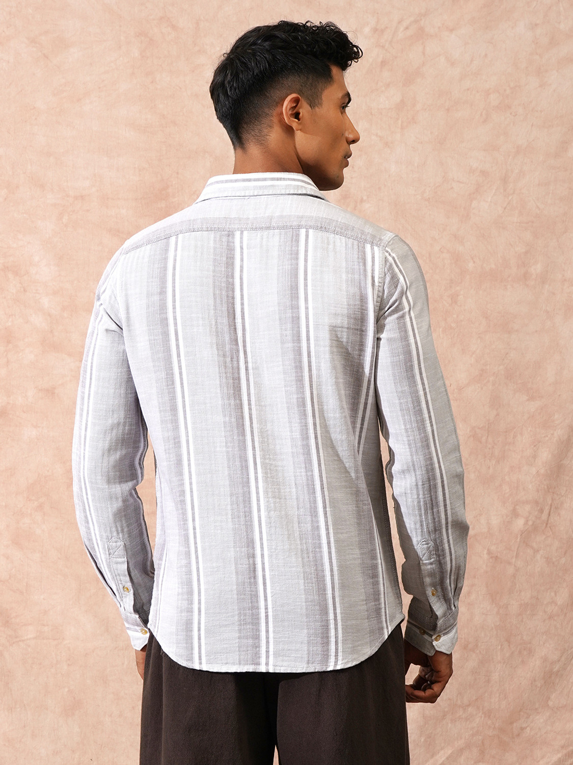Image of WROGN Men Slim Fit Striped Casual Shirt