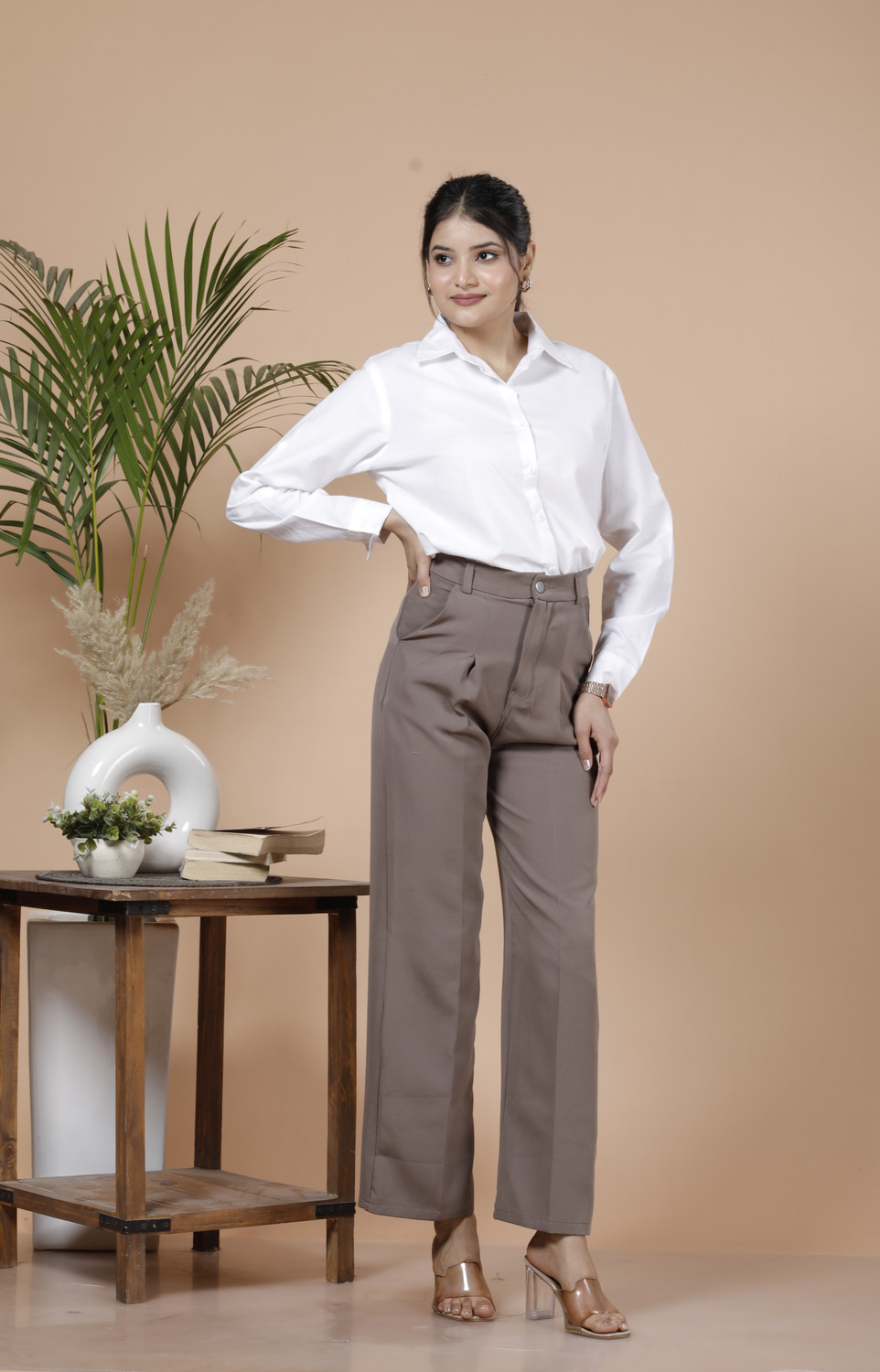 Image of D ATTIRES Women Solid Formal White Shirt