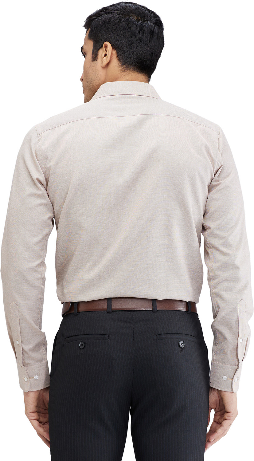 Image of PARK AVENUE Men Self Design Formal Beige Shirt