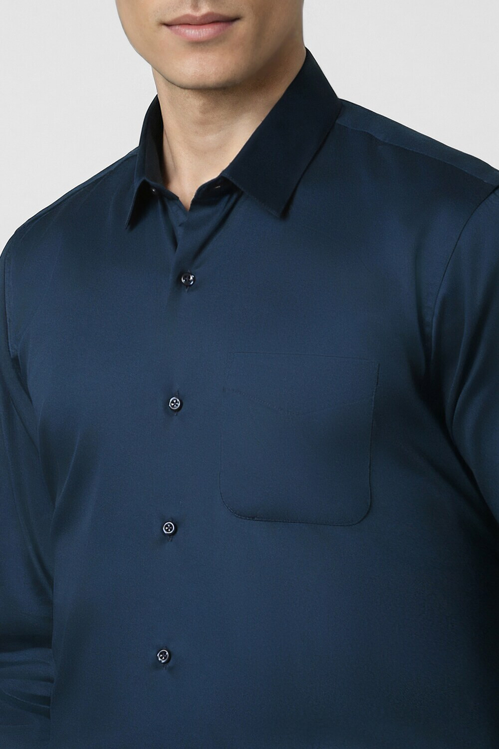 Image of PETER ENGLAND Men Self Design Formal Dark Blue Shirt