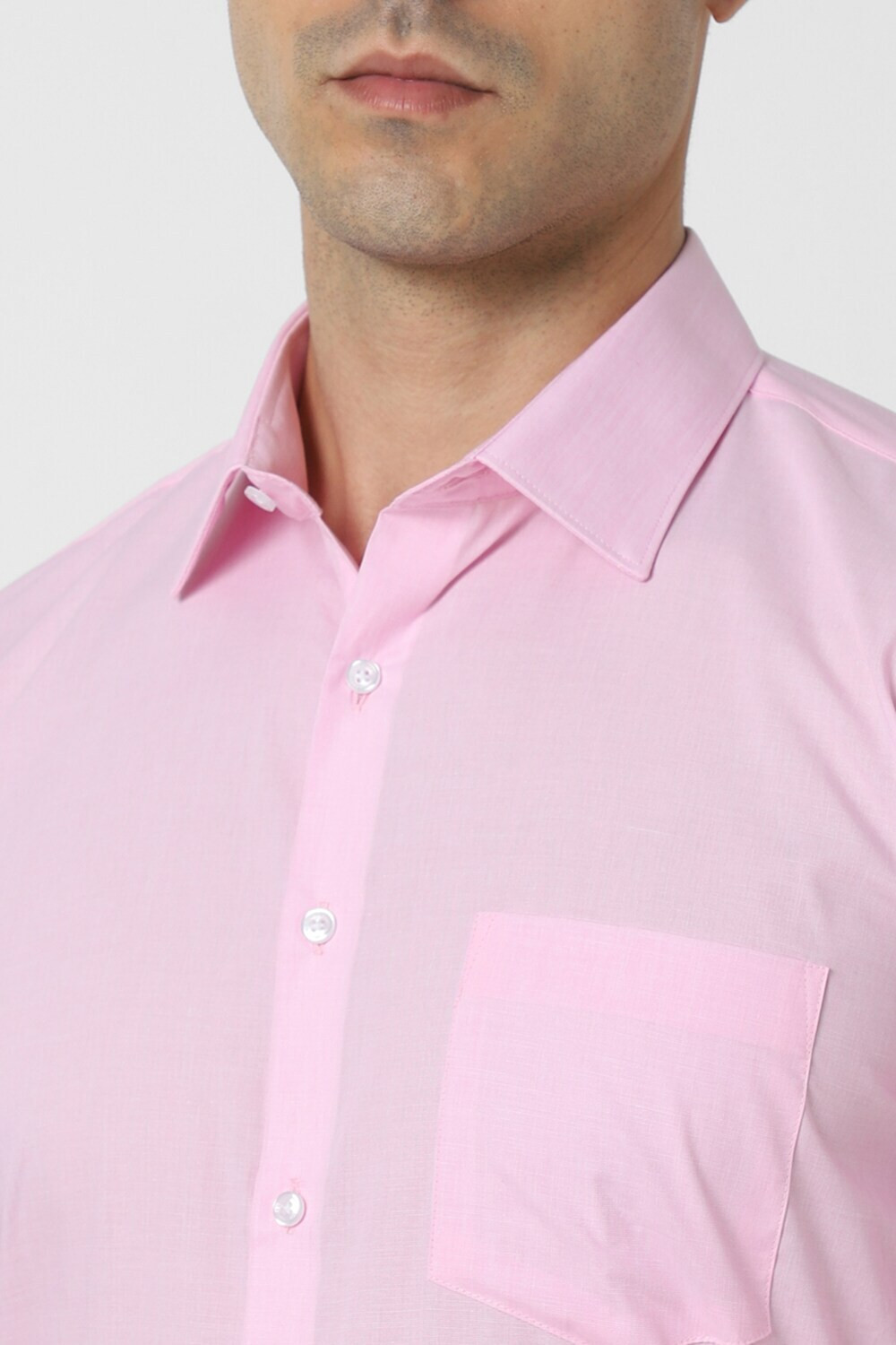 Image of VAN HEUSEN Men Solid Formal Pink Shirt