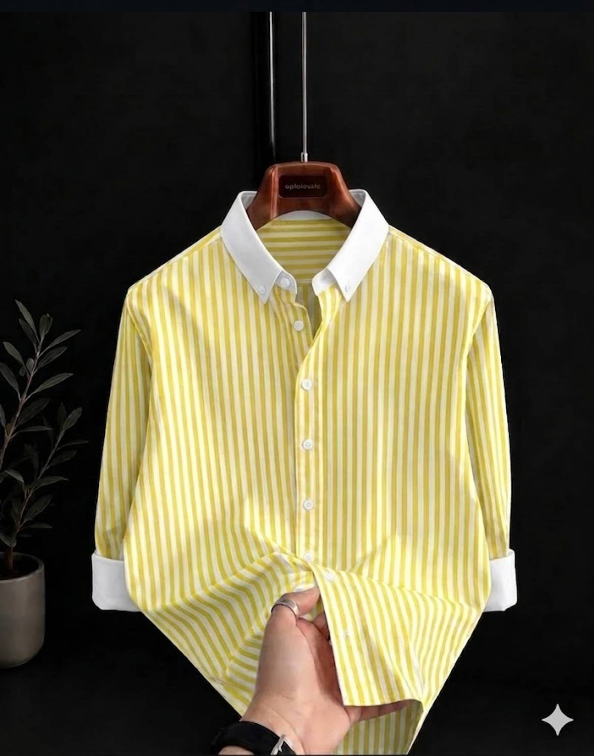 SANBROS Men Yellow Striped Casual Shirt - Image 1