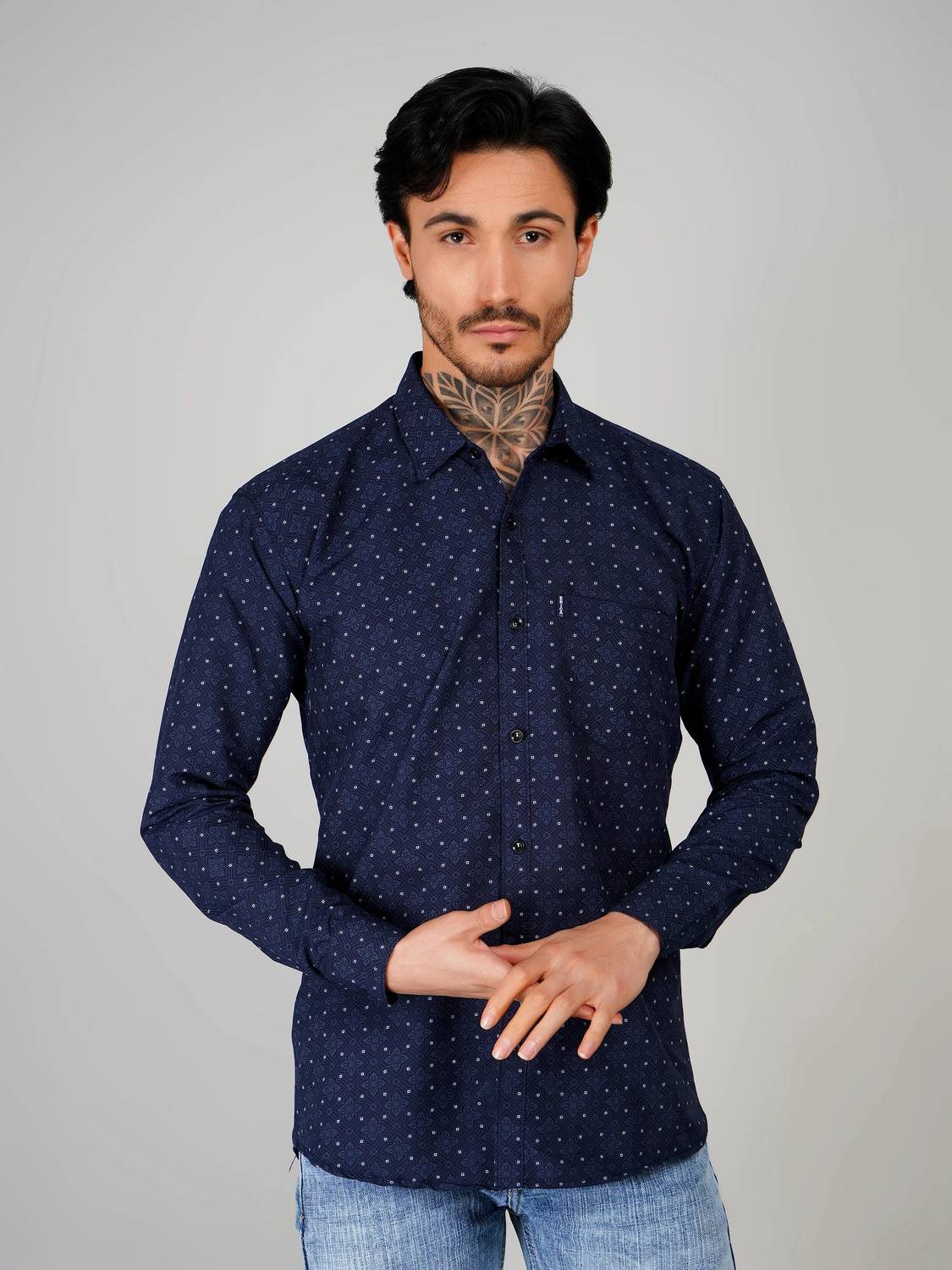 Erica Men Blue Printed Formal Shirt - Image 4
