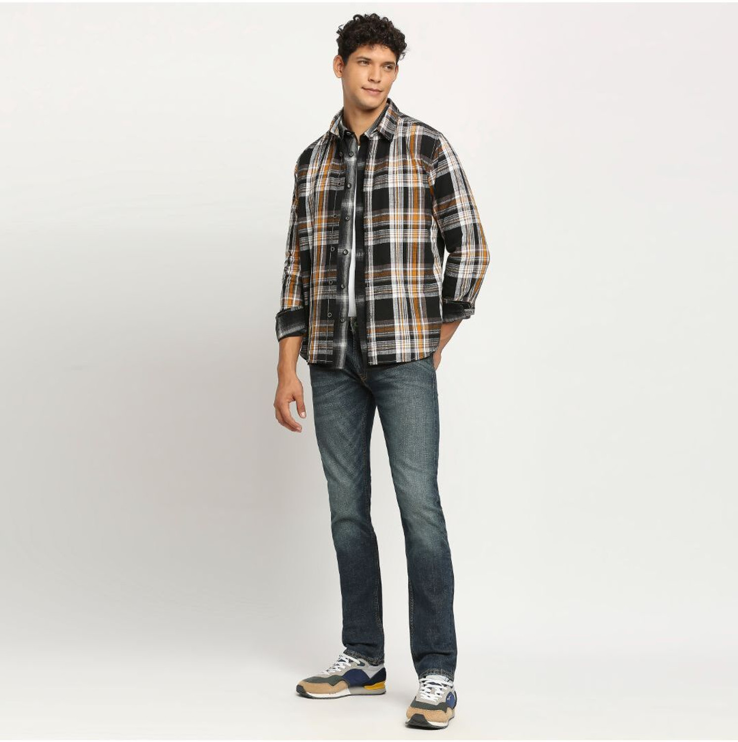 Image of Pepe Jeans Men Checkered Casual Multicolor Shirt