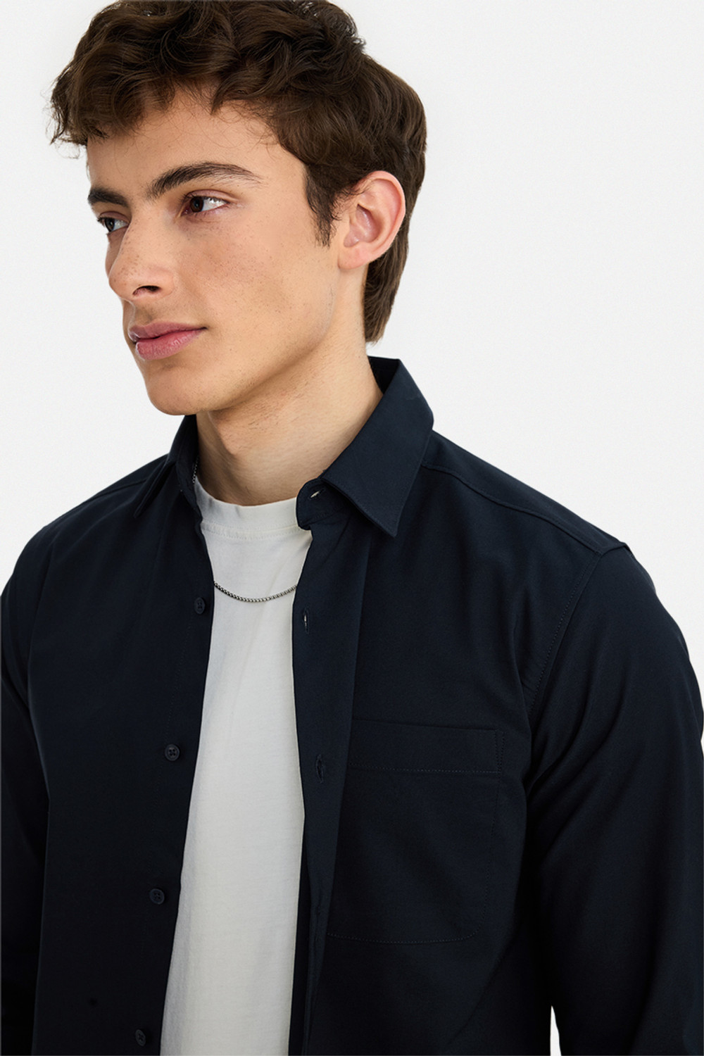 Image of Snitch Men Slim Fit Solid Spread Collar Casual Shirt