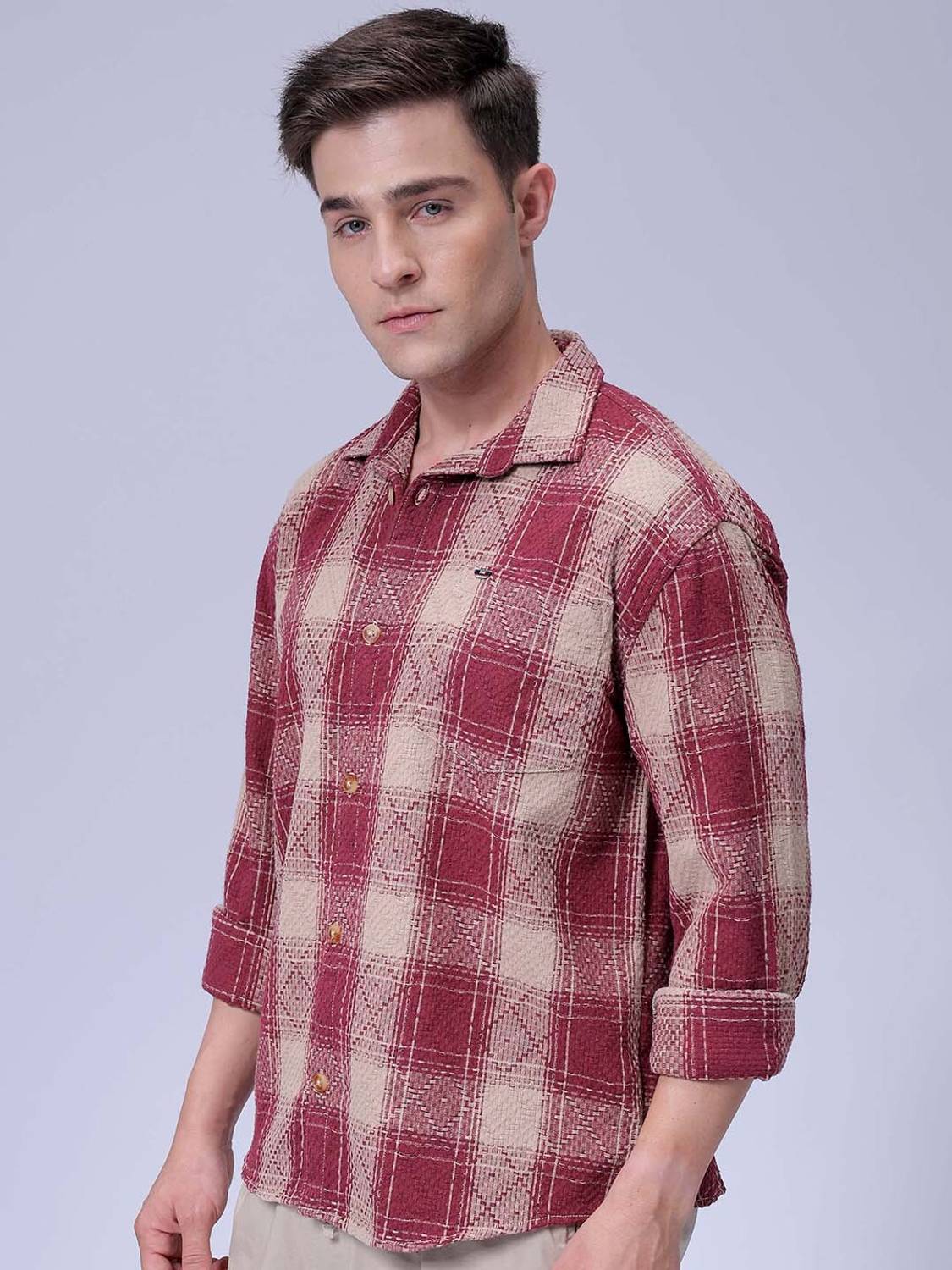 The Indian Garage Co. Men Maroon Checkered Shirt - Image 2