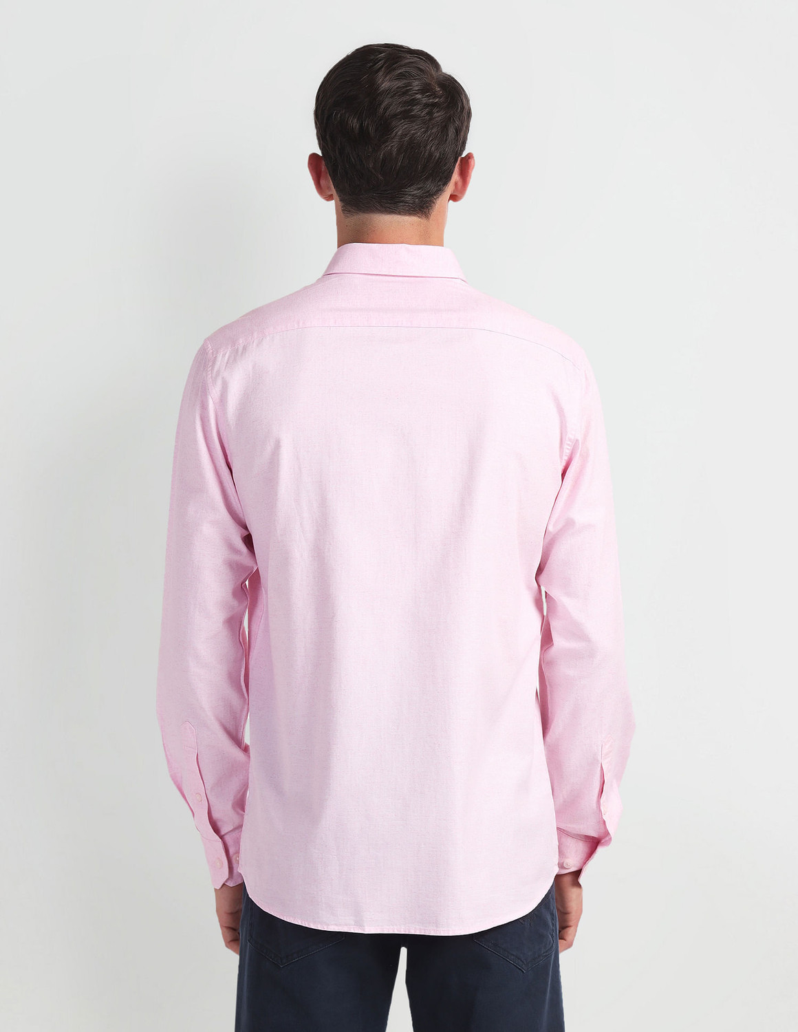 Image of Arrow Sport Men Solid Casual Pink Shirt