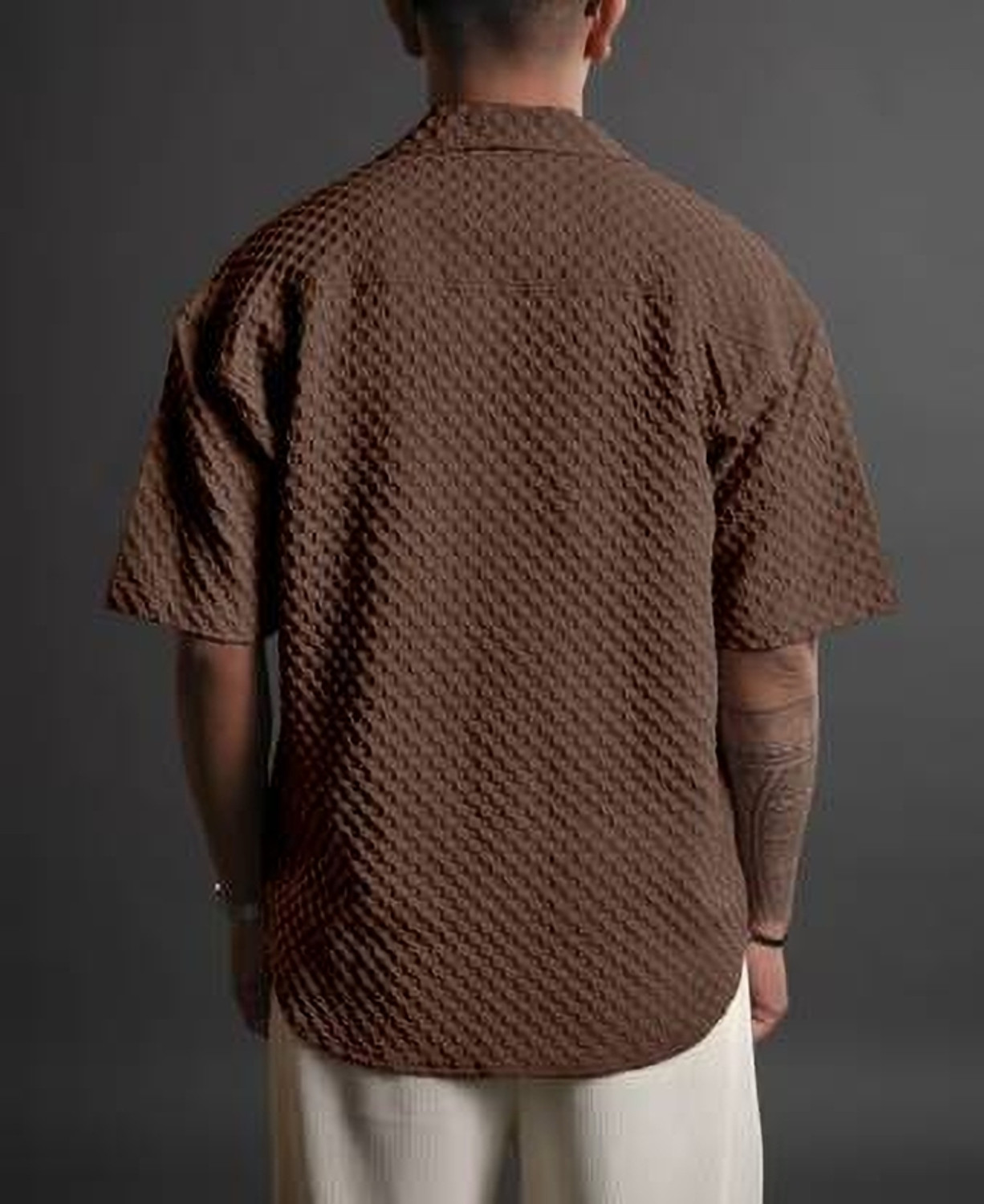 Image of Voroxy Men Self Design Casual Brown Shirt