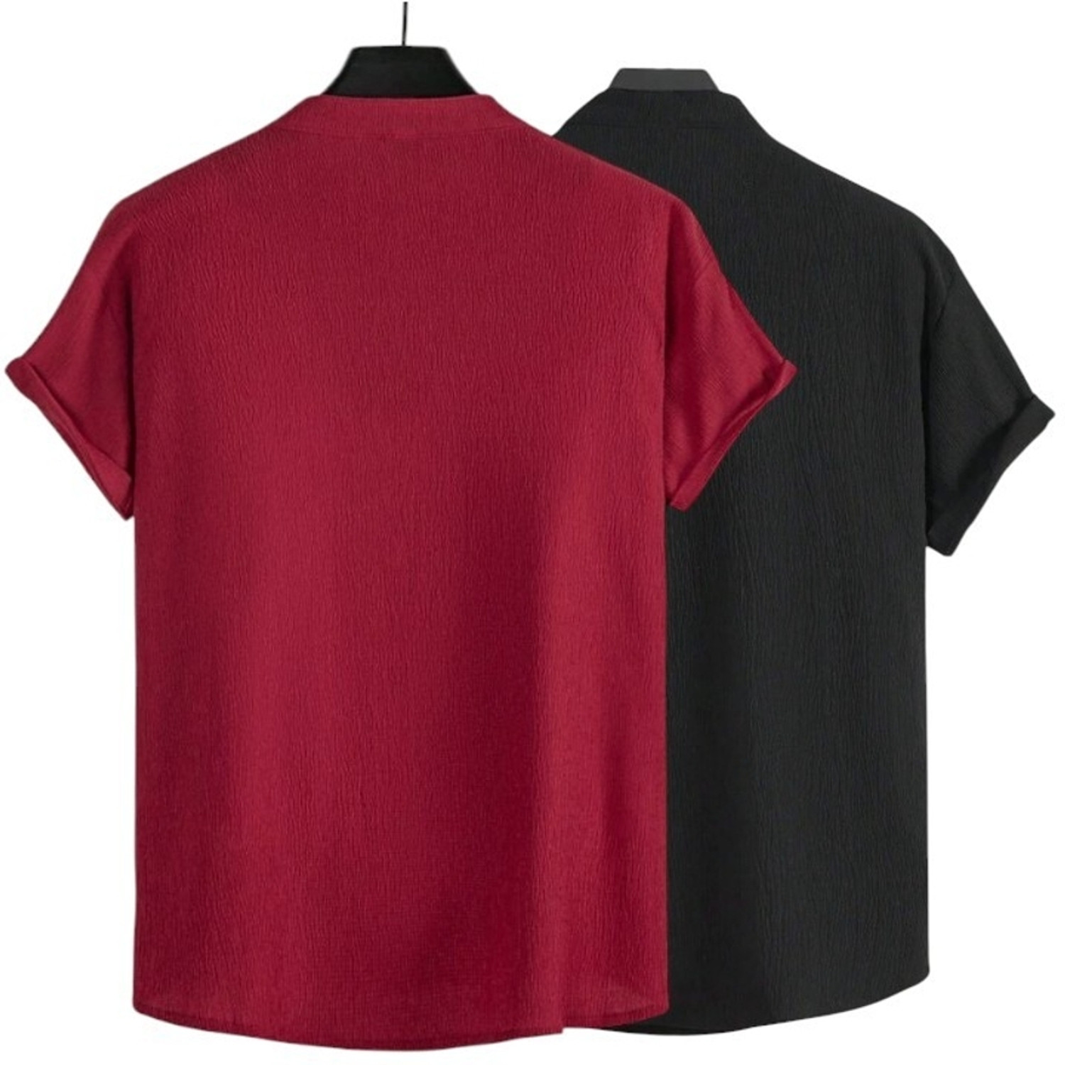 Image of METRONAUT Men Solid Casual Maroon, Black Shirt