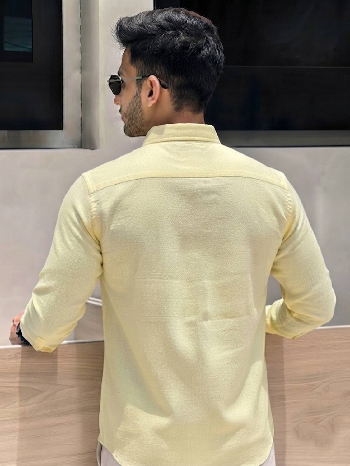 METRONAUT Men Solid Casual Yellow Shirt - Image 2