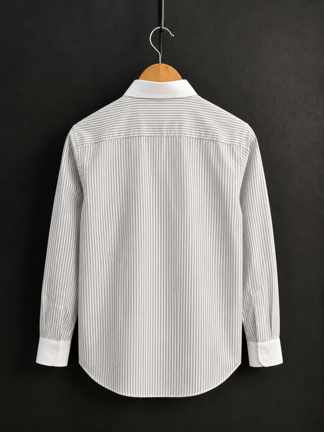 Image of Lyphy Men Striped Casual Grey, White Shirt