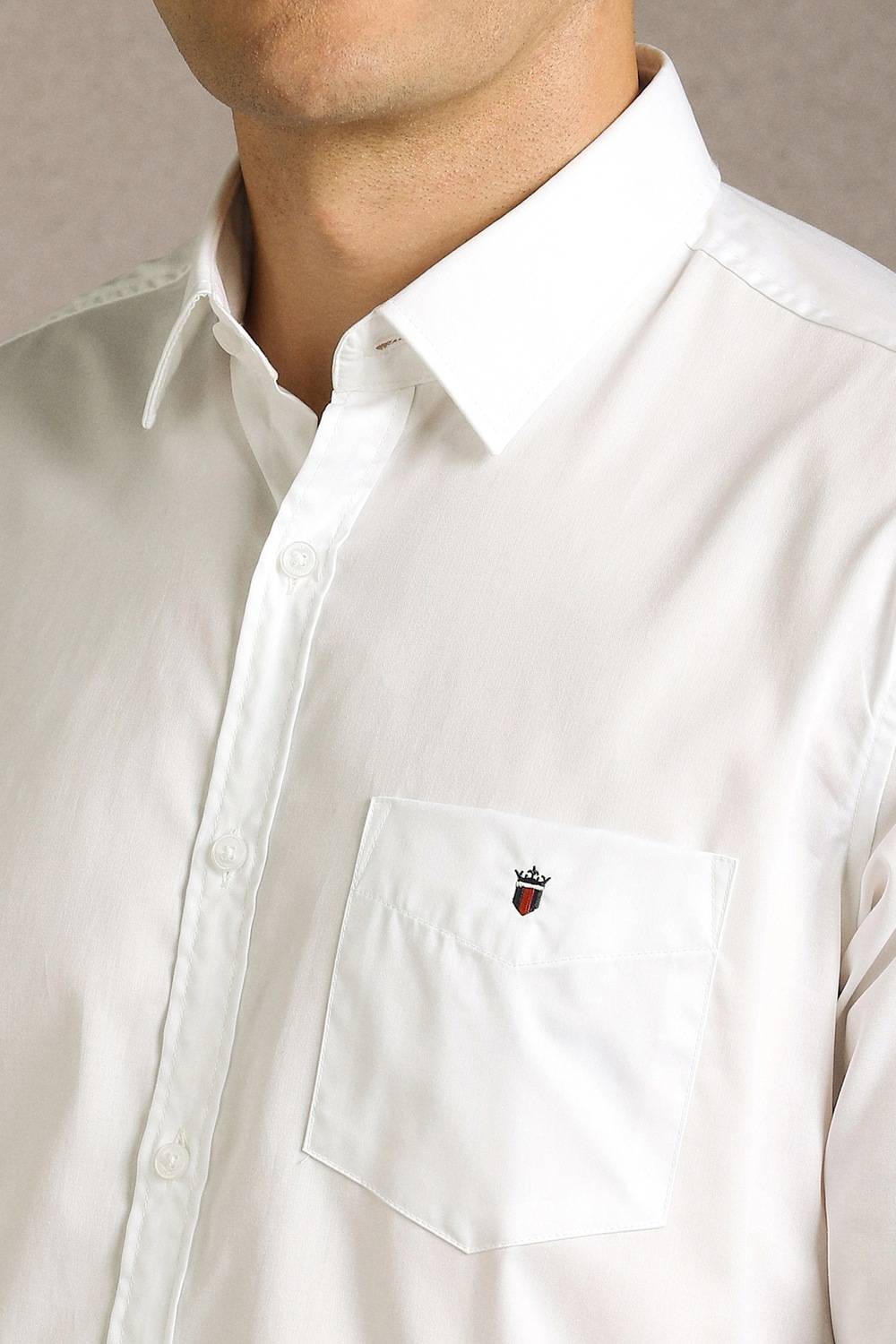 Louis Philippe Men Solid Casual White Shirt - Image 5