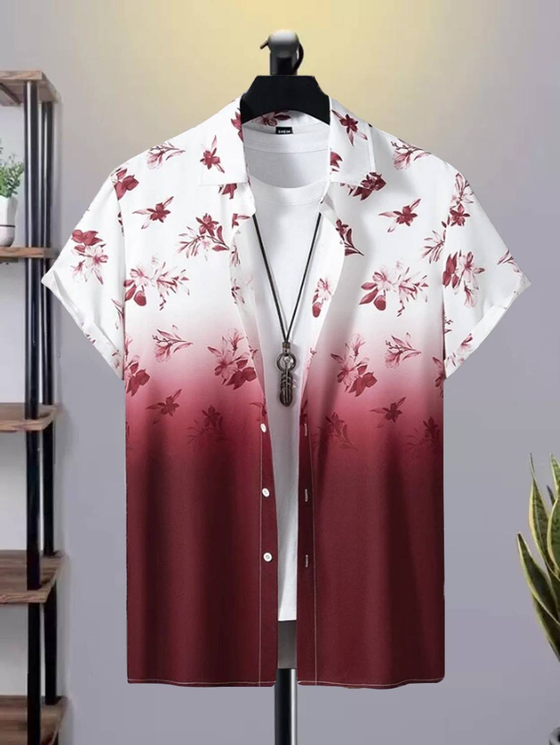 yu様 YUKAX Men Printed Casual Maroon Shirt - Buy YUKAX Men Printed
