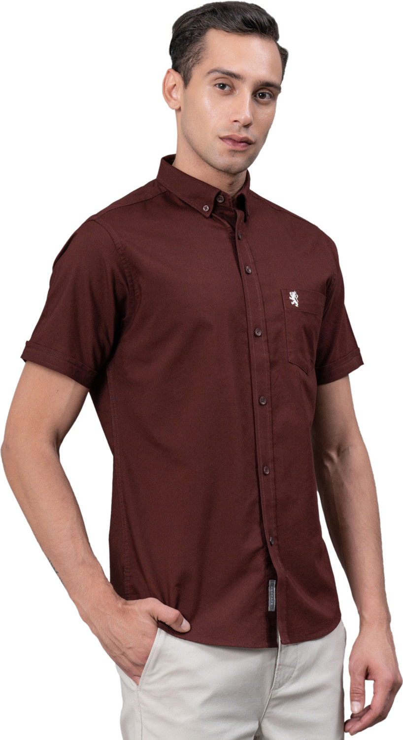 Image of RED TAPE Men Solid Casual Maroon Shirt