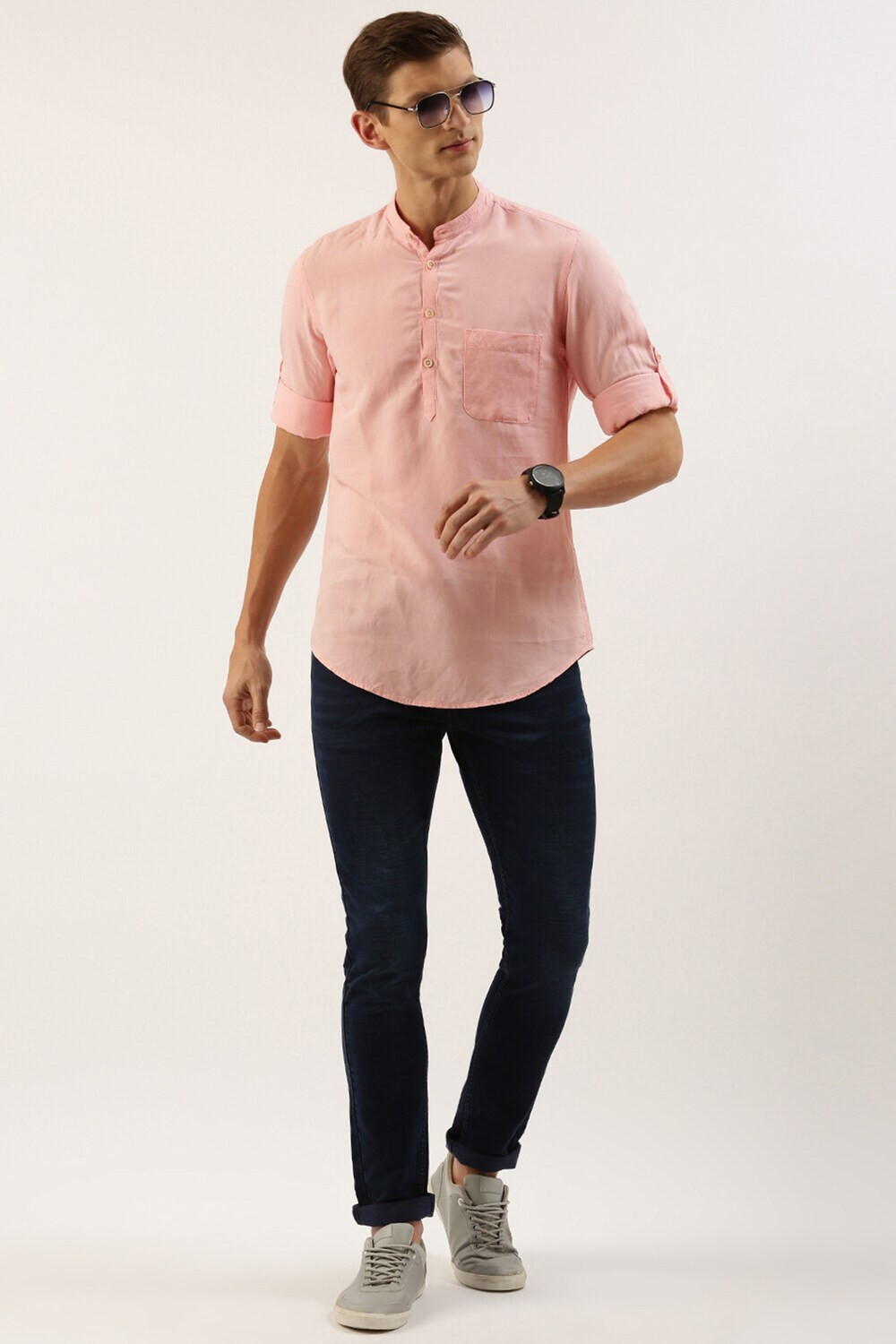 Image of PETER ENGLAND Men Solid Casual Pink Shirt