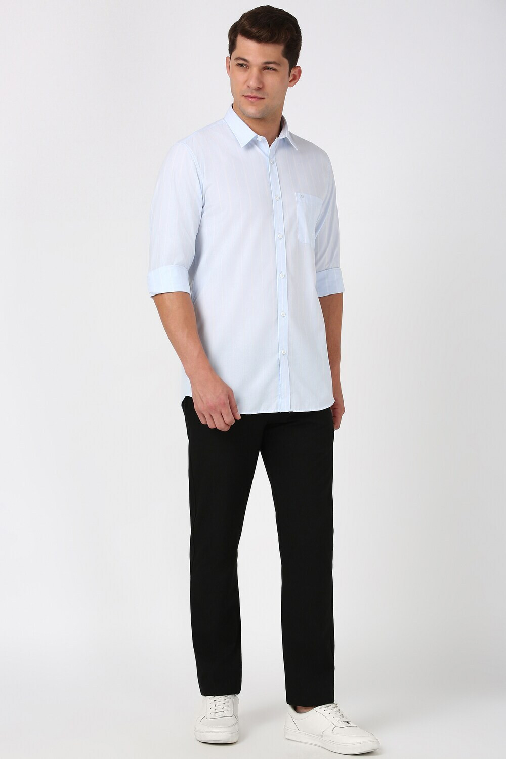 Image of PETER ENGLAND Men Striped Casual Blue Shirt
