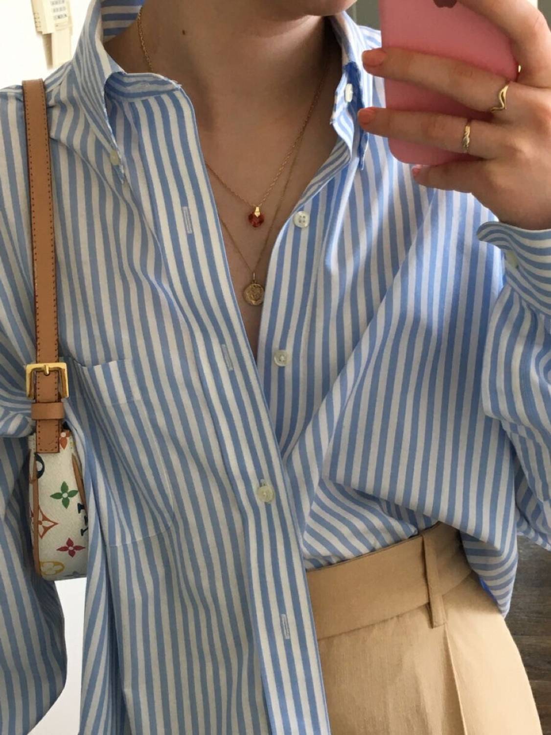 BNS Women Striped Casual Light Blue, White Shirt