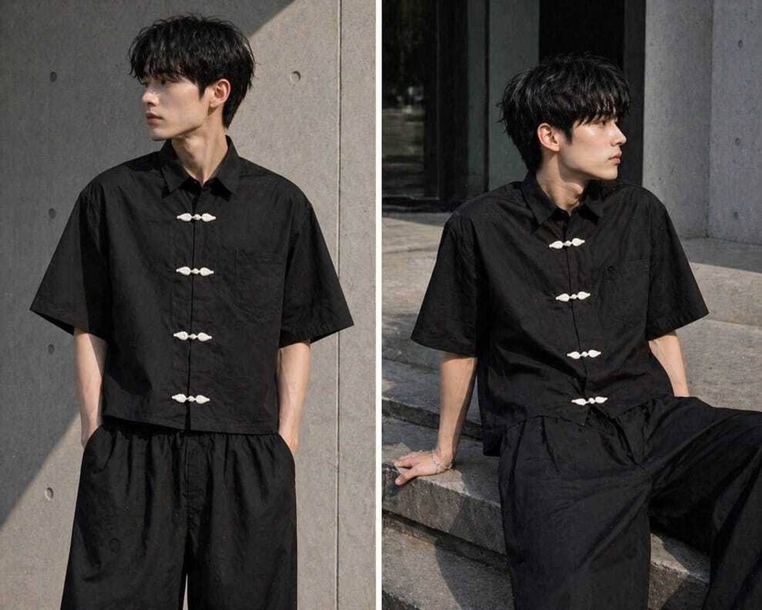 mercywear Men Solid Casual Black Shirt - Image 3