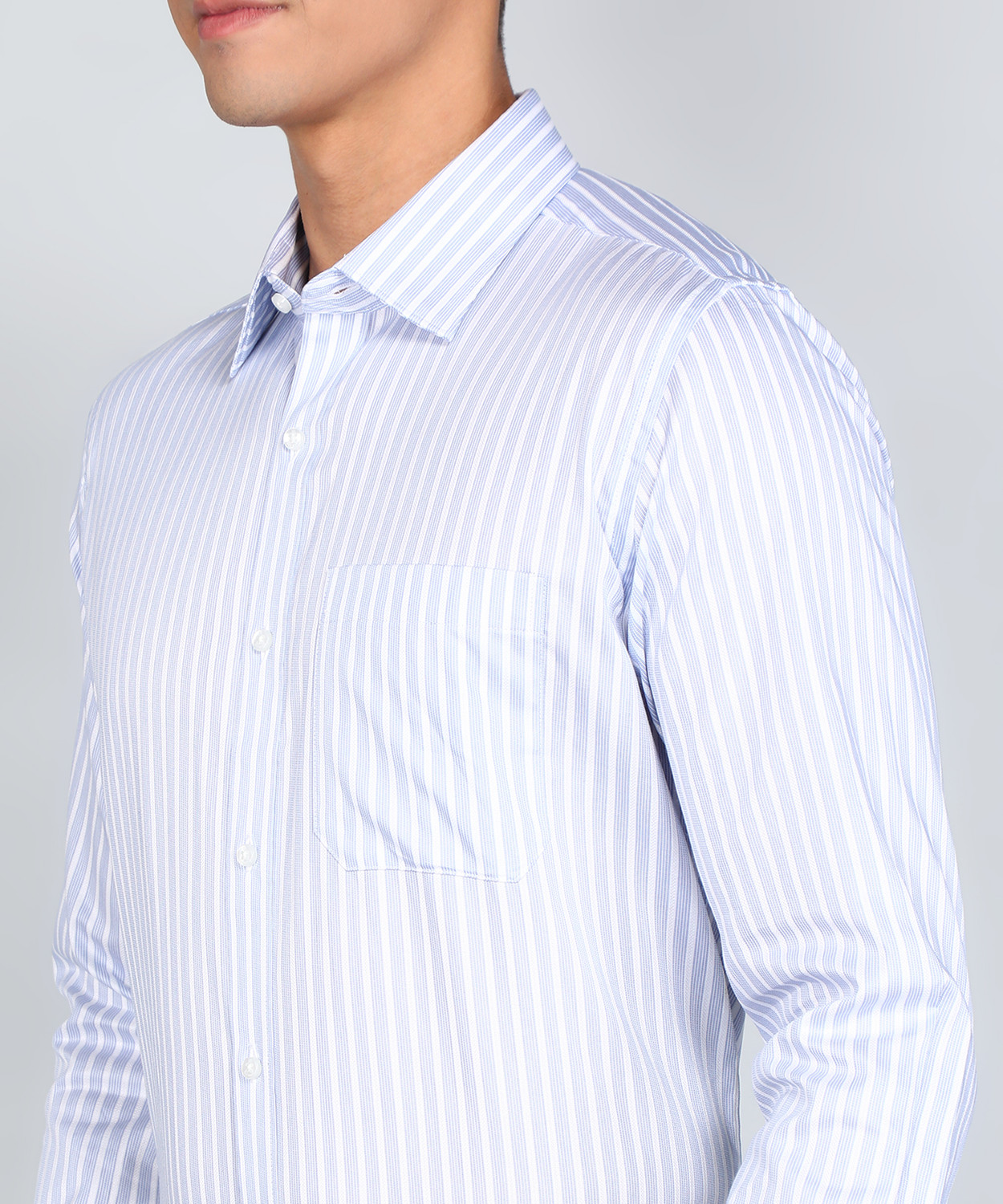 Image of Raymond Men Striped Formal Blue Shirt