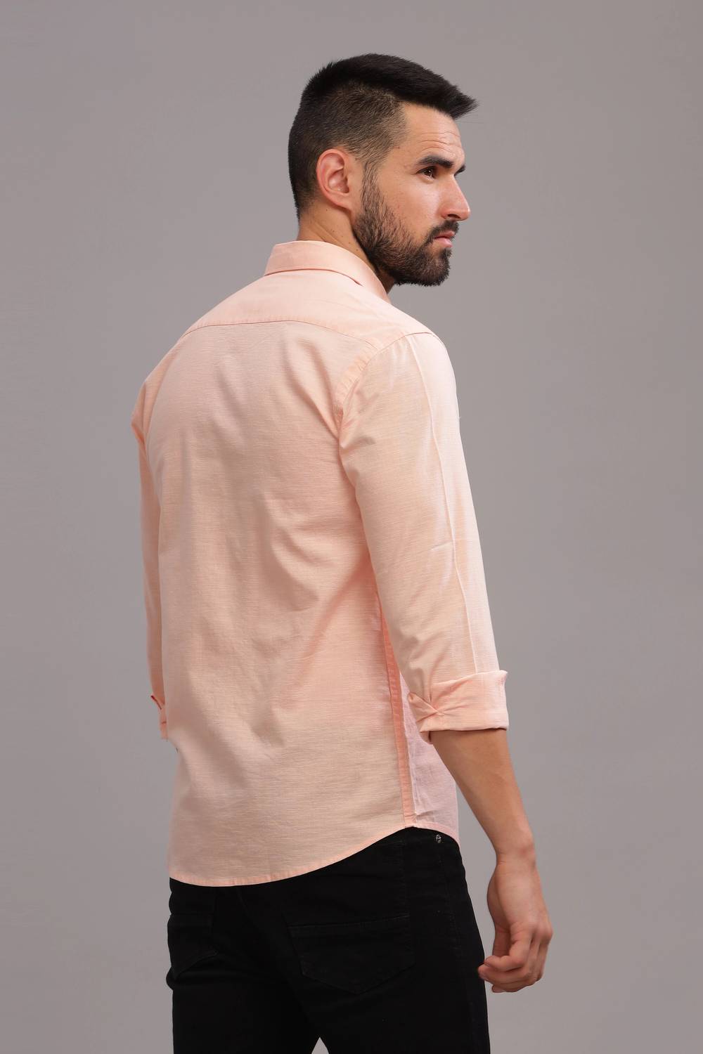 BLUE SQUAD Men Orange Cotton Shirt - Image 2