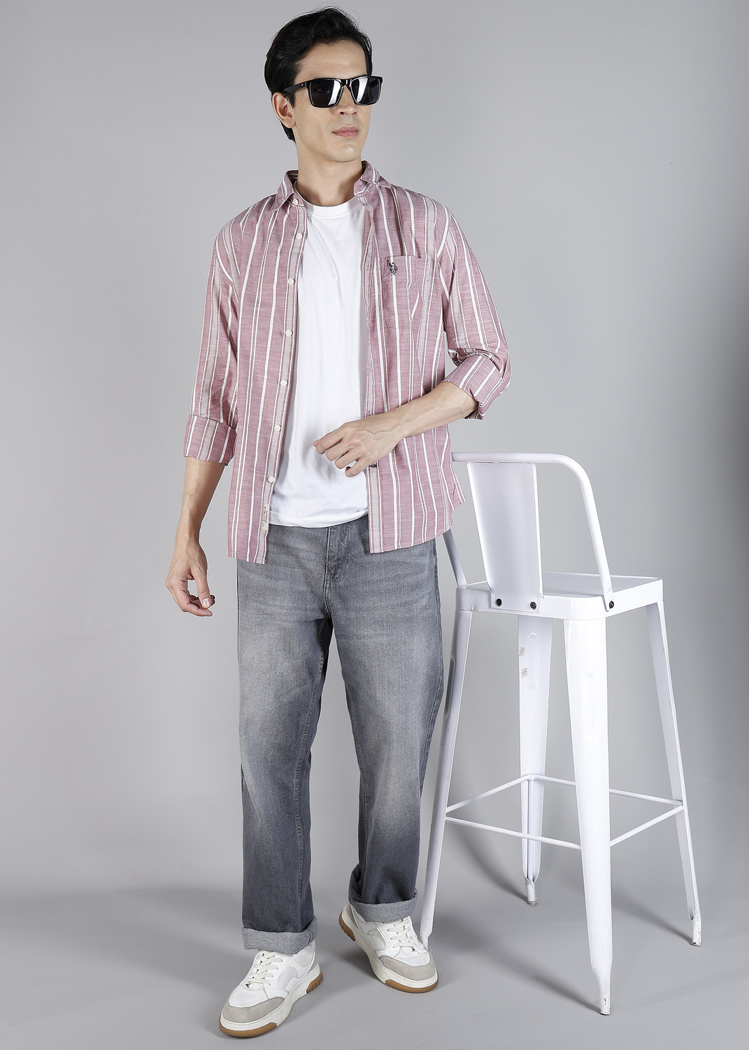 Image of U.S. Polo Assn. Denim Co. Men Regular Fit Solid Cut Away Collar Casual Shirt