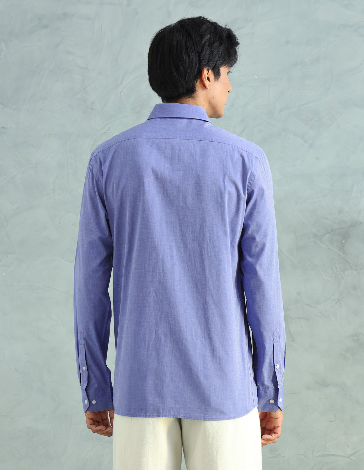 Image of ARROW Men Solid Formal Blue Shirt