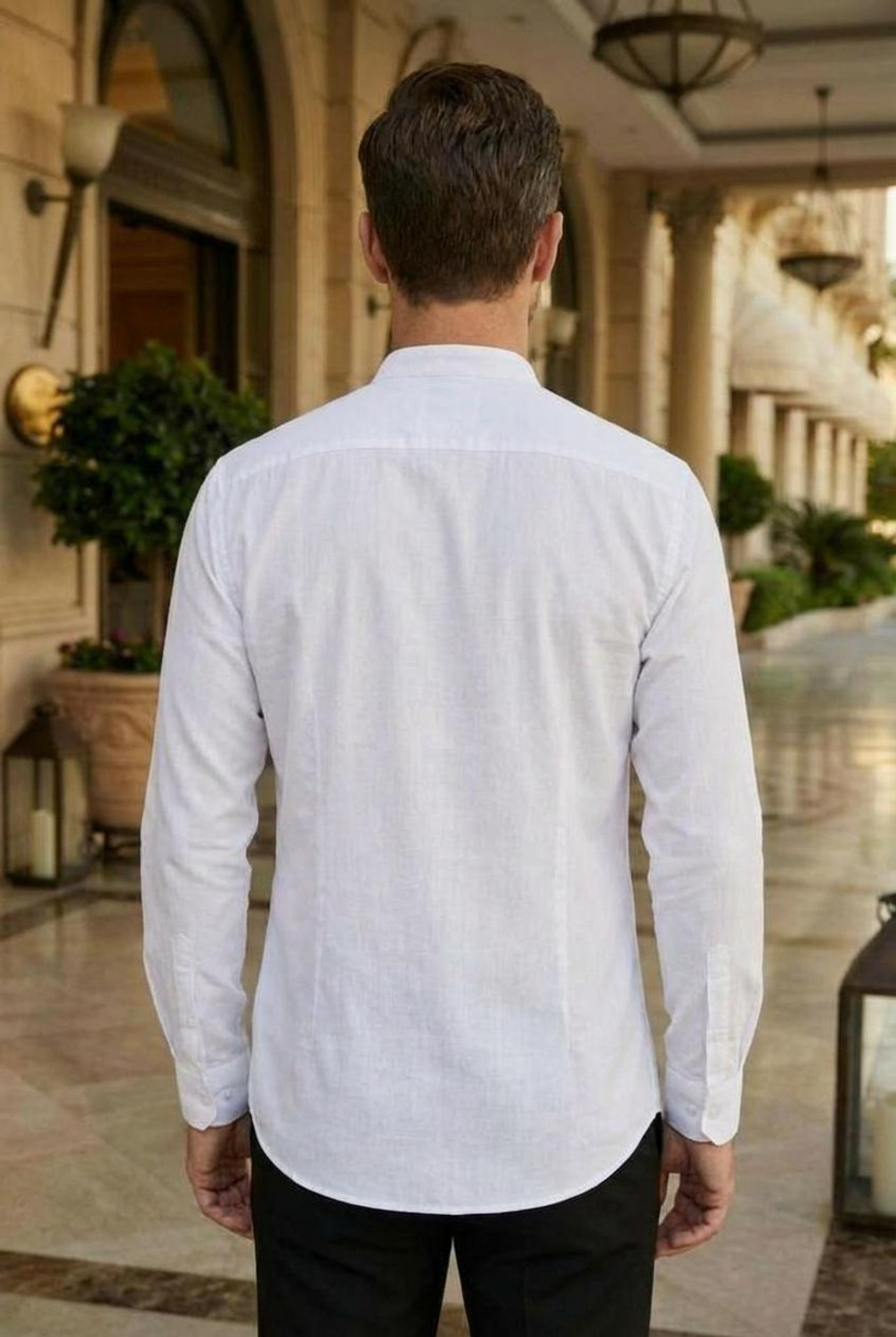 Image of ANAND Men Solid Casual White Shirt