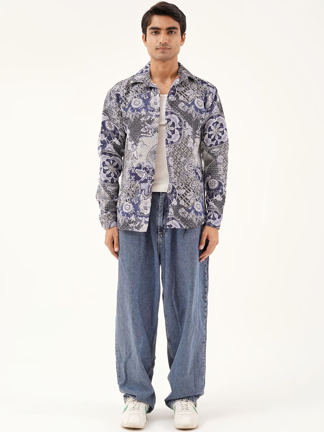 Image of Clazzey Men Printed Casual Blue Shirt