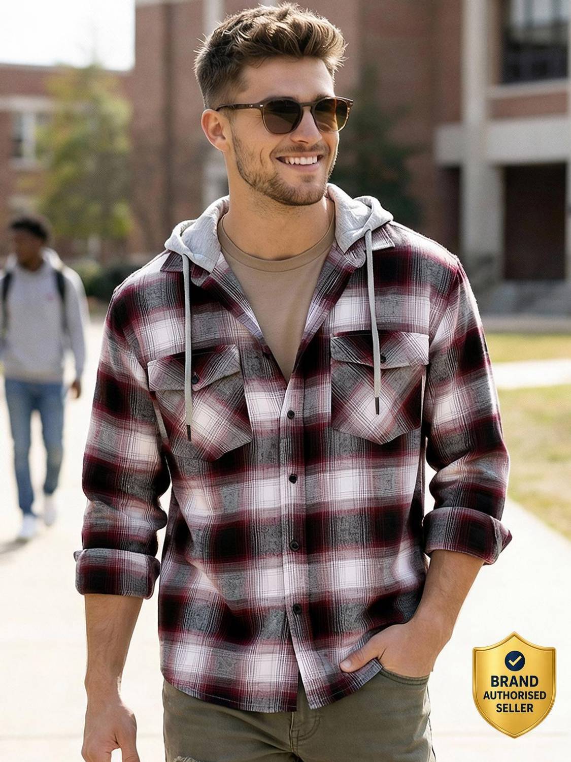 Bewakoof Men Checkered Casual Maroon Shirt