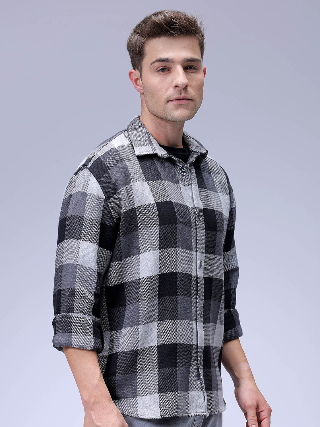 Image of The Indian Garage Co. Men Checkered Beach Wear Grey Shirt