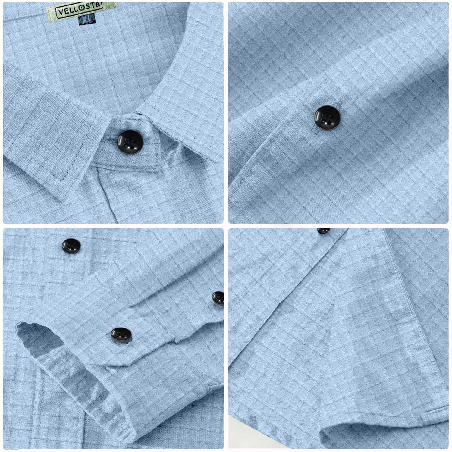 Image of Relief Zone Men Self Design Casual Light Blue Shirt