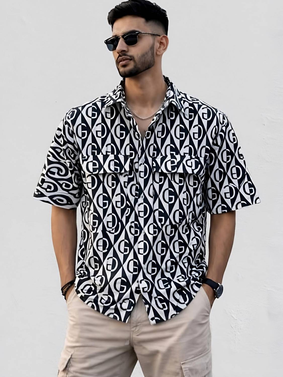 AKSK Men & Women Printed Casual Blue Shirt
