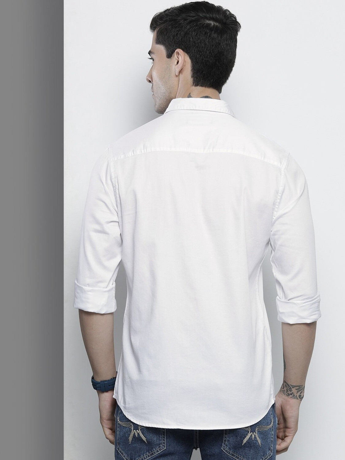 Image of The Indian Garage Co. Men Embroidered Casual White Shirt
