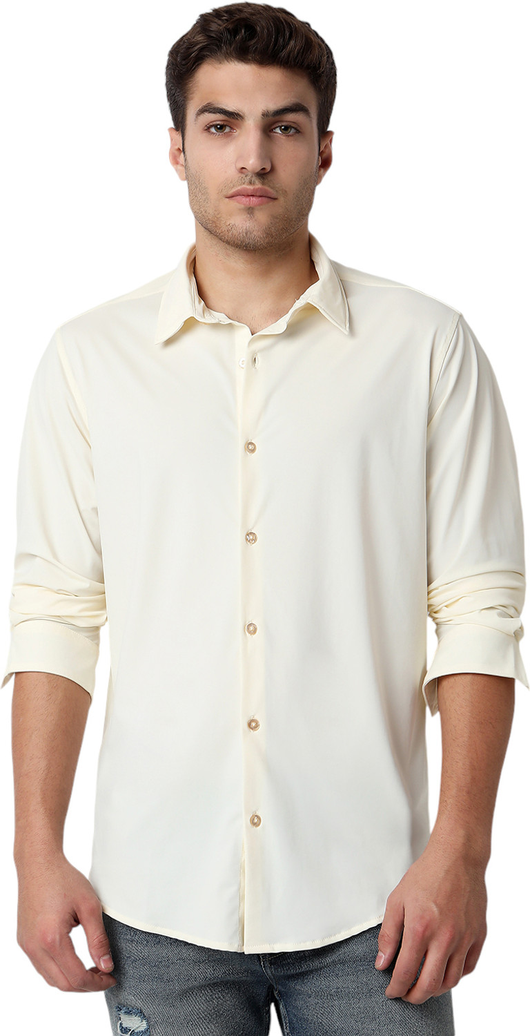 Image of Spykar Men Solid Casual Beige Shirt
