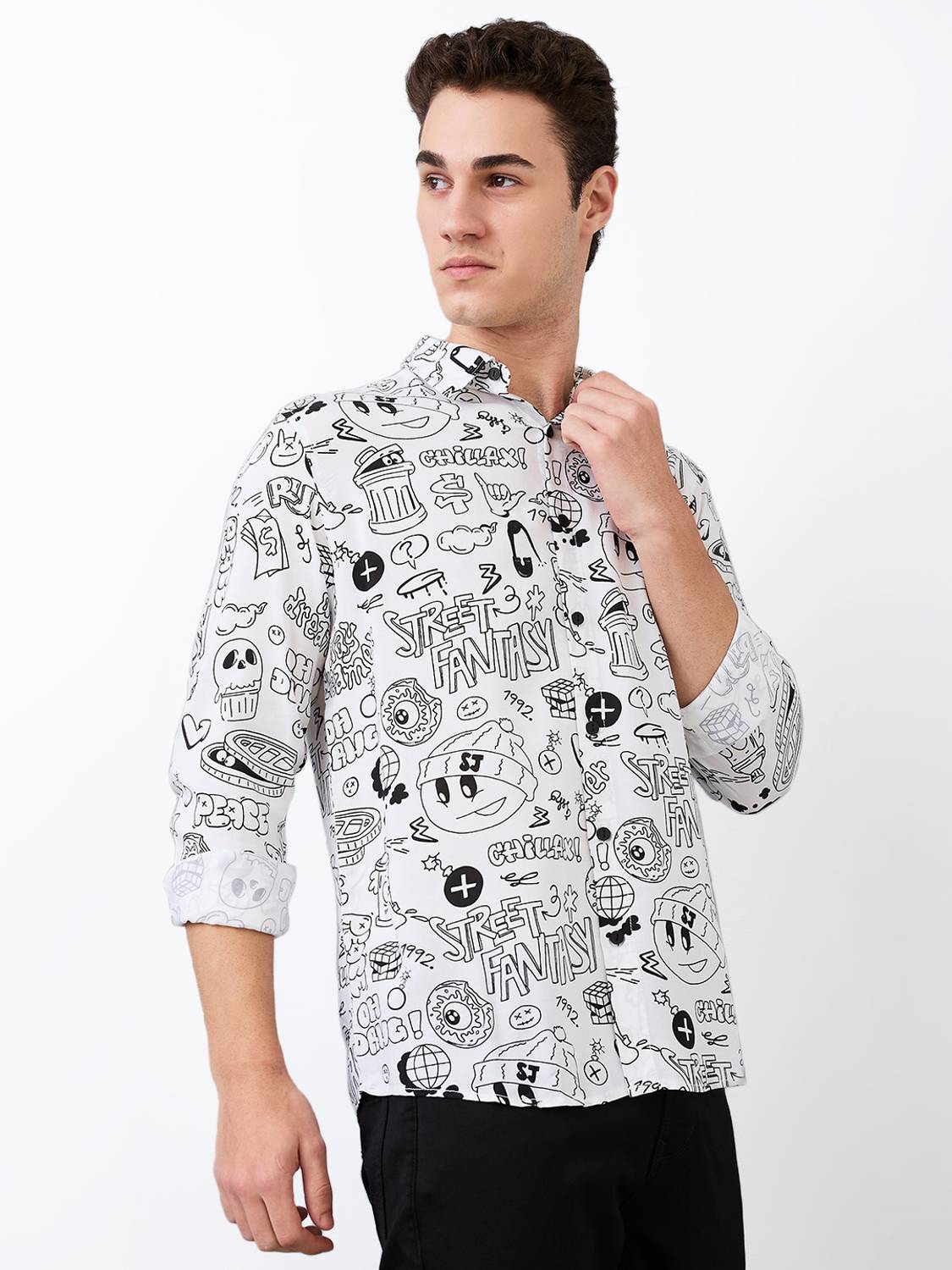 Spykar Men White Printed Casual Shirt - Image 1