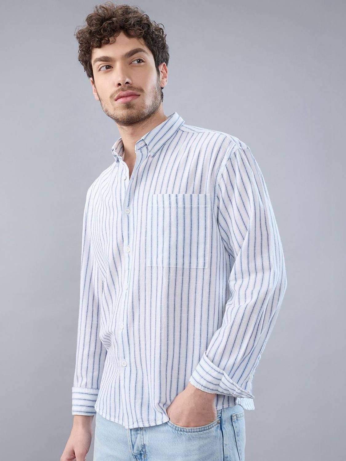 HERE&NOW Men Striped Casual Multicolor Shirt - Image 3