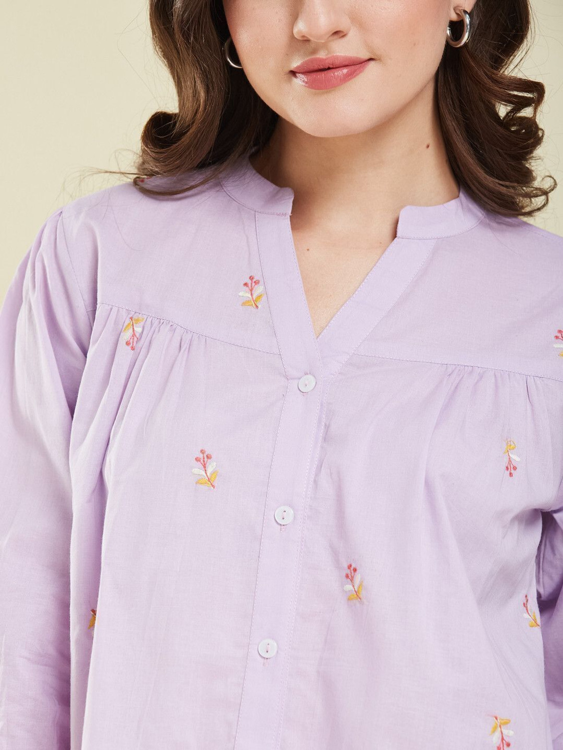 Image of J TURRITOPSIS Women Embroidered Casual Purple Shirt