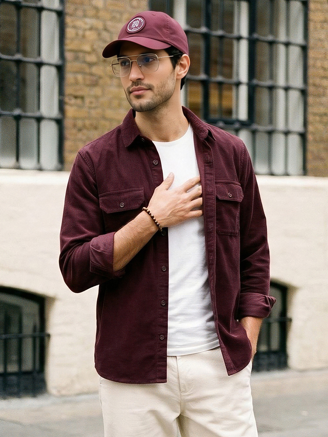 Image of Urbano Fashion Men Self Design Casual Maroon Shirt