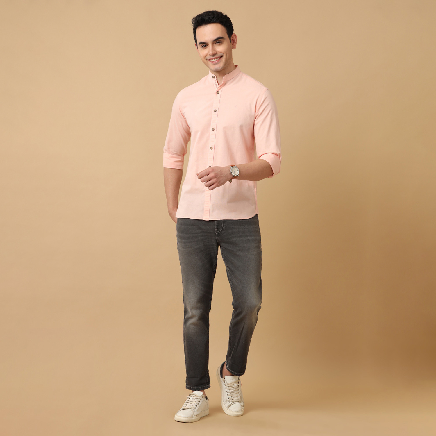 Image of CAVALLO BY LINEN CLUB Men Solid Casual Pink Shirt