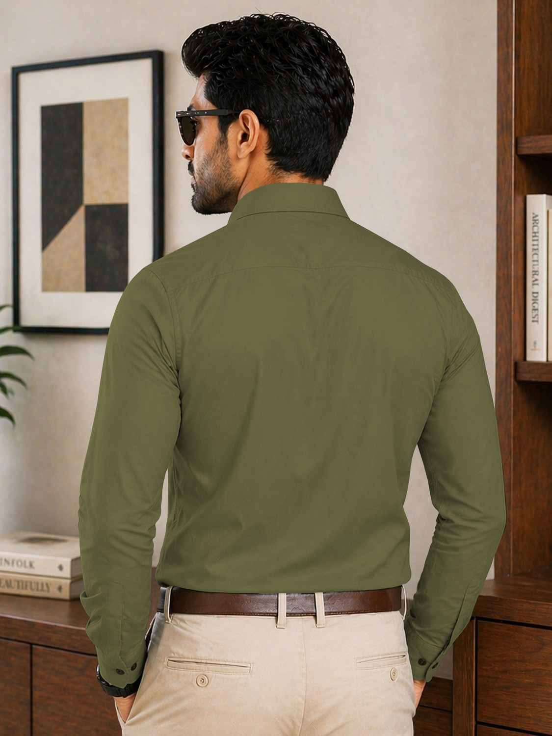 Image of Aastikay Men Regular Fit Solid Spread Collar Casual Shirt