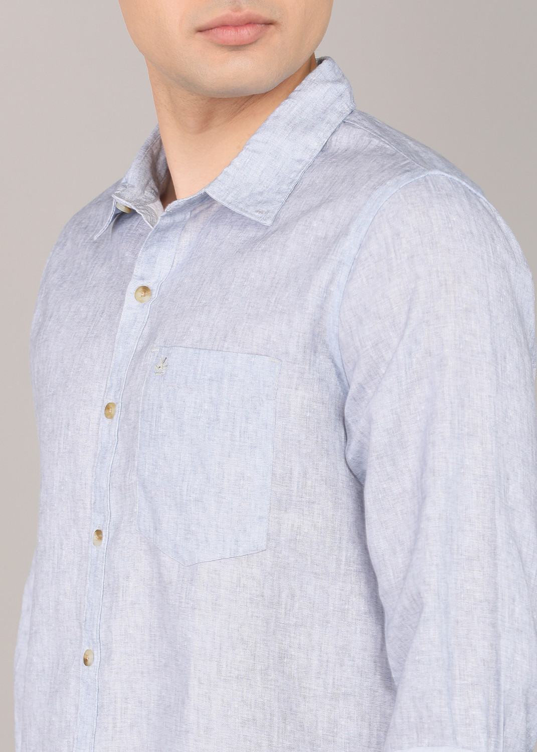 Image of WROGN Men Solid Casual Grey Shirt
