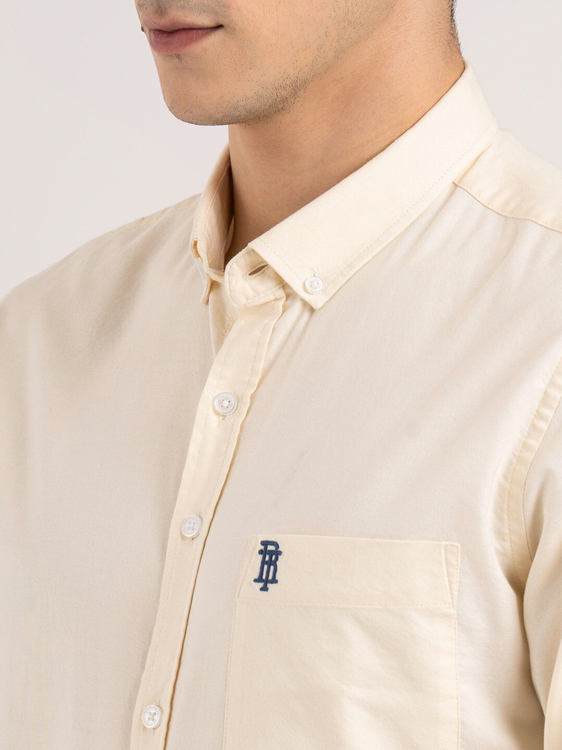 Image of RED TAPE Men Solid Casual Beige Shirt