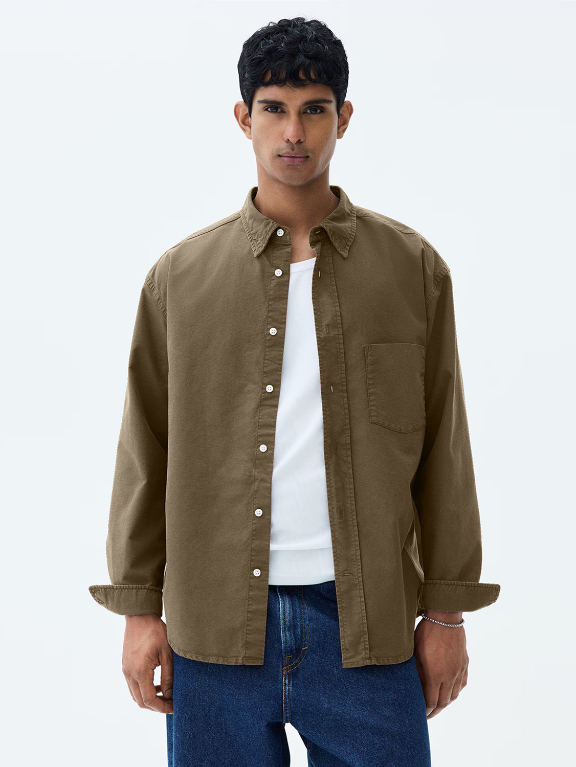 Image of METRONAUT Men Solid Casual Brown Shirt