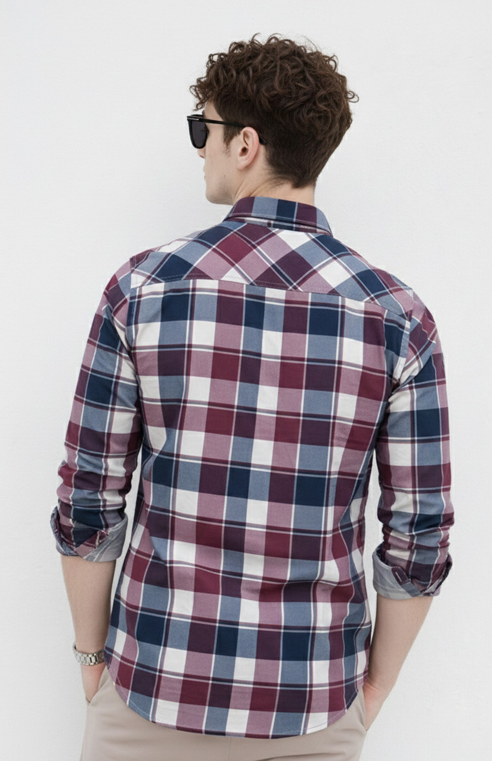 Image of Roadster Men Checkered Casual Maroon Shirt