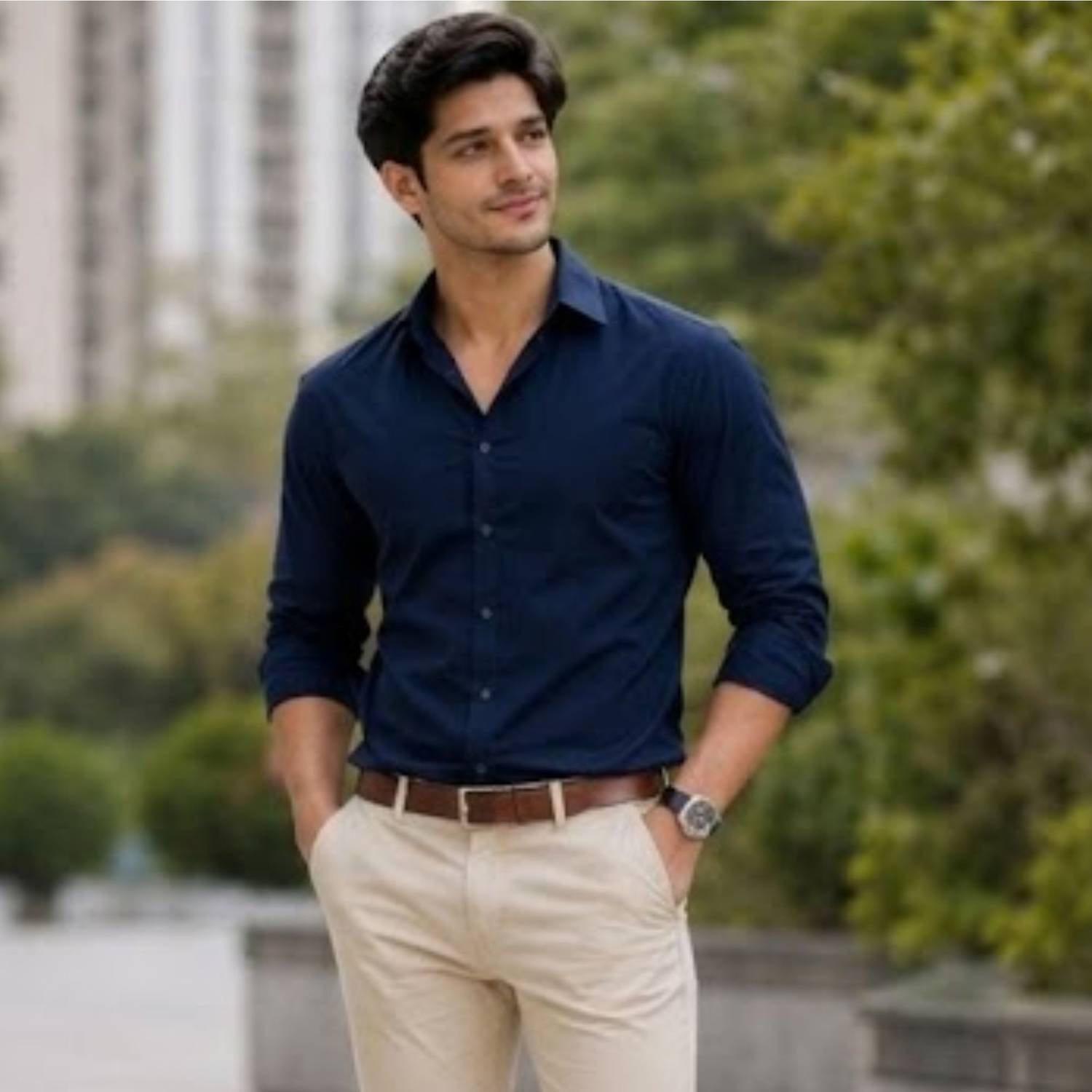 kralz Men Dark Blue Formal Shirt
