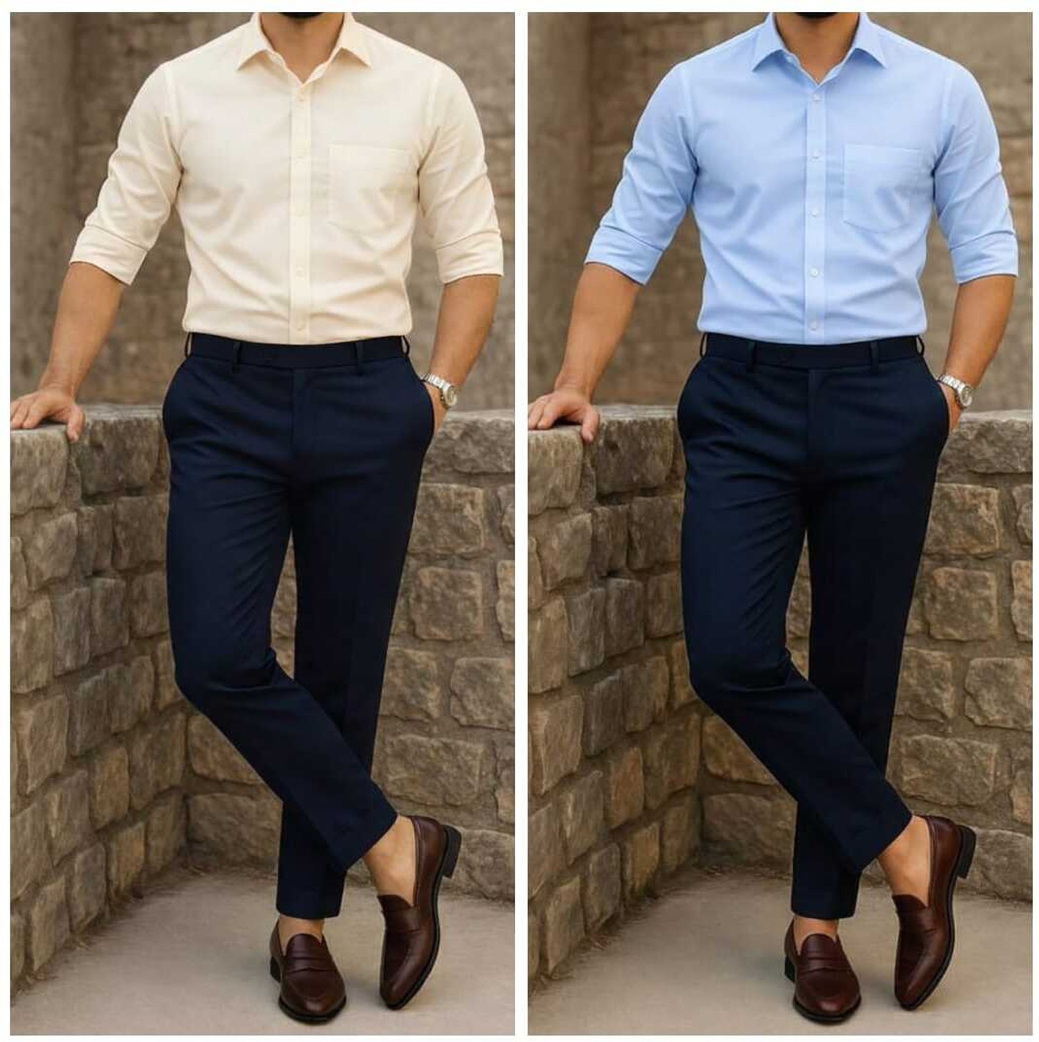 Image of starclothing Men Solid Formal Cream Shirt