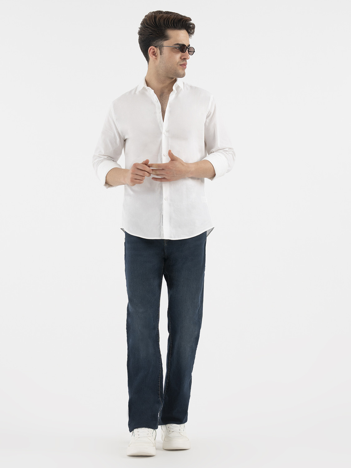 Image of RED TAPE Men Solid Formal White Shirt
