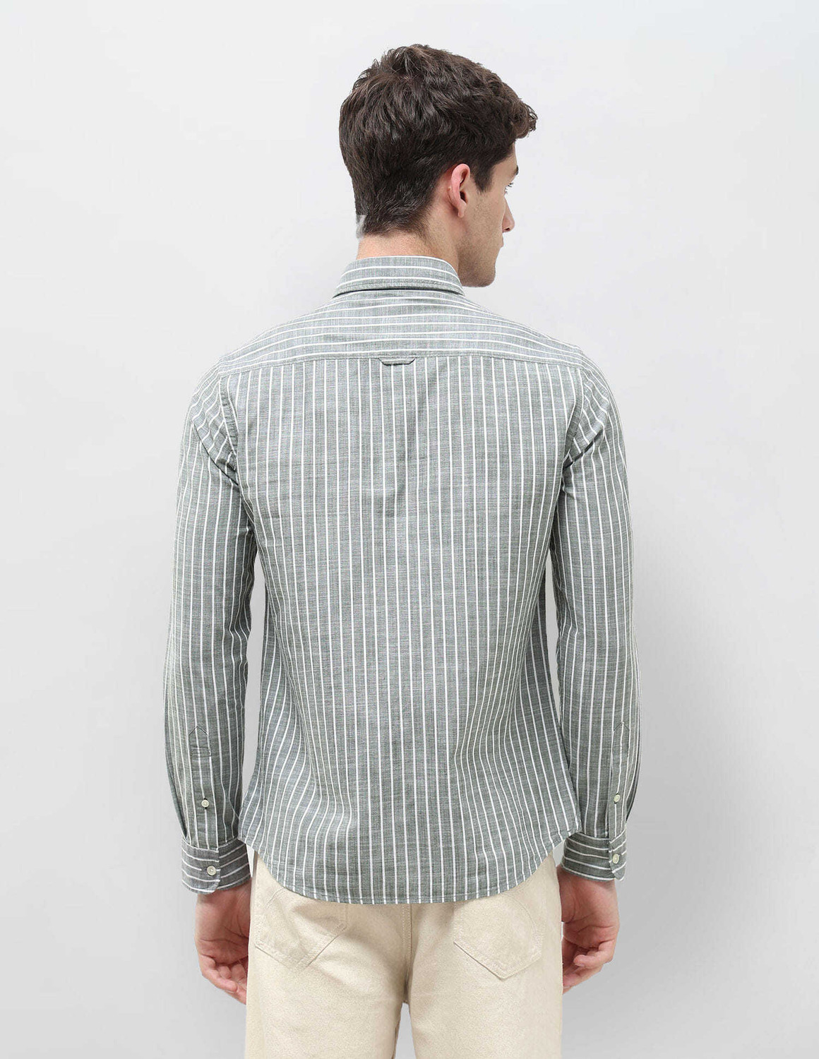 Image of U.S. Polo Assn. Denim Co. Men Striped Casual Green Shirt