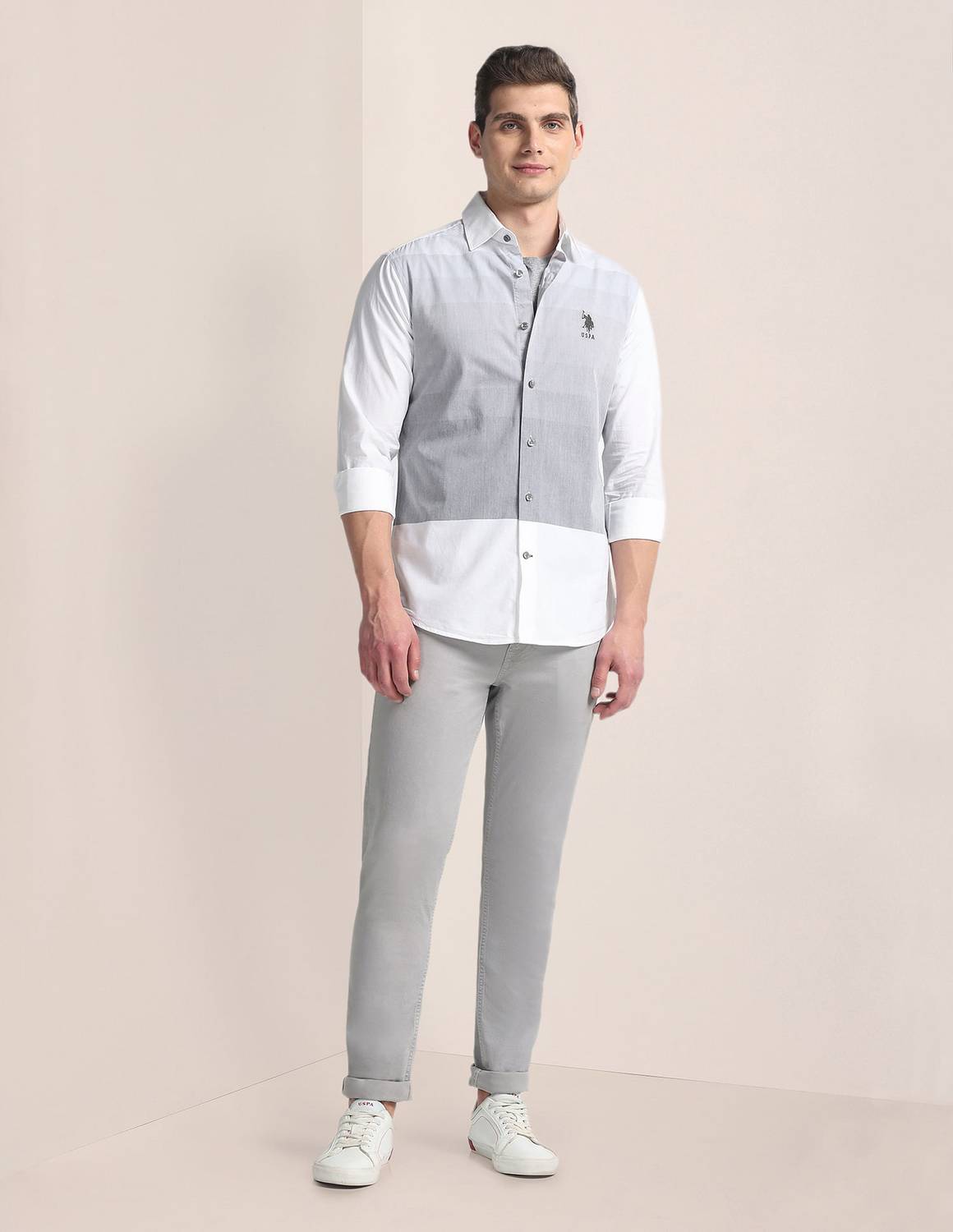 U.S. POLO ASSN. Men Grey Casual Shirt - Image 3